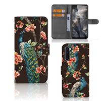 OnePlus Nord | Telefoonhoesje | Met pasjeshouder | Pauw met Bloemen