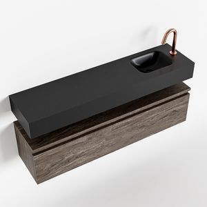 Toiletmeubel Mondiaz Andor | 120 cm | Meubelkleur Dark brown | Lex vrijhangend wastafel Urban Rechts | 1 kraangat