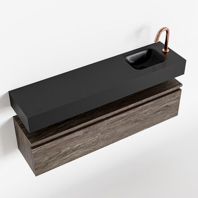 Toiletmeubel Mondiaz Andor | 120 cm | Meubelkleur Dark brown | Lex vrijhangend wastafel Urban Rechts | 1 kraangat