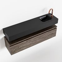 Toiletmeubel Mondiaz Andor | 120 cm | Meubelkleur Dark brown | Lex vrijhangend wastafel Urban Rechts | 1 kraangat