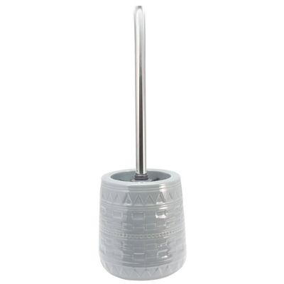 Wc/toiletborstel RVS 42 cm met keramiek toiletborstelhouder grijs - Toiletborstels Wc/toiletborstel RVS 42 cm met keramiek toiletborstelhouder grijs - Toiletborstels