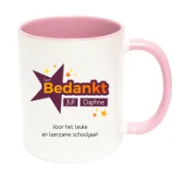 Super Bedankt Juf mok met naam (roze)