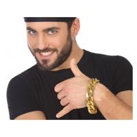 Schakelarmband hiphop/rapper - goud - kunststof - foute party verkleed accessoire Schakelarmband hiphop/rapper - goud - kunststof - foute party verkleed accessoire