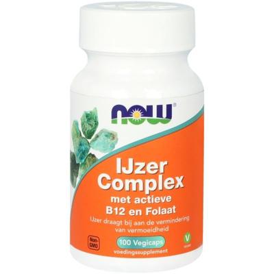NOW IJzer Complex met actieve B12 en folaat 100 Vegetarische capsules NOW IJzer Complex met actieve B12 en folaat 100 Vegetarische capsules
