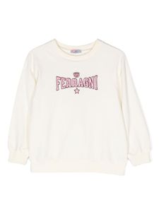 Chiara Ferragni Kids sweat en coton stretch à logo brodé - Blanc