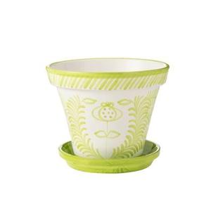 J-Line Flowerpot+Plate Granada Handmade+Painted Ceramic Green Extra