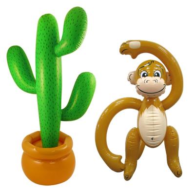 Opblaasbare tropische set cactus met aap