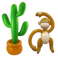 Opblaasbare tropische set cactus met aap