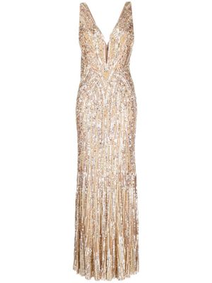 Jenny Packham robe à ornements en cristal - Argent