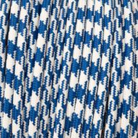 Strijkijzersnoer Wit - blauw rond stoffen snoer per 100cm