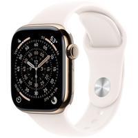 Apple Watch Series 11 GPS + Cellular 42mm Gold Titanium Case met Light Blush Sport Band - M/L Smartwatch Grijs