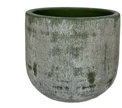 HS Potterie Miami bloempot keramiek 16x14cm groen cement