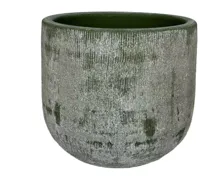 HS Potterie Miami bloempot keramiek 16x14cm groen cement