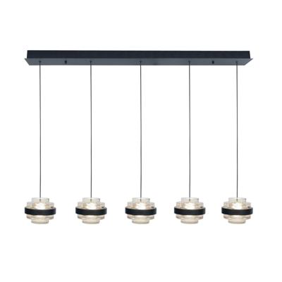 Highlight HanglampDynasty zwart recht 5-lichts met helder glas - H5507.20