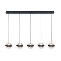Highlight HanglampDynasty zwart recht 5-lichts met helder glas - H5507.20