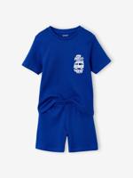 Geribbelde pyjamashort voor jongens felblauw