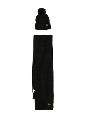 Barbour ensemble bonnet-écharpe en maille nervurée - Noir