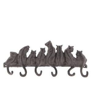 Clayre & Eef Wandkapstok 6 haken Katten 36x5x16 cm Bruin Ijzer