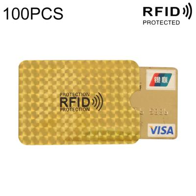 100 stuks aluminiumfolie RFID blokkeren credit card ID Bank kaart geval kaarthouder cover grootte: 9 x 6.3 cm (Golden Grid)