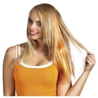 Oranje clip-in haar extension voor dames   -