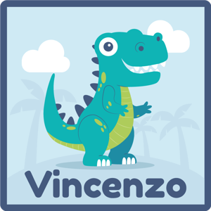 Vinyl vloerkleed groene dinosaurus met naam