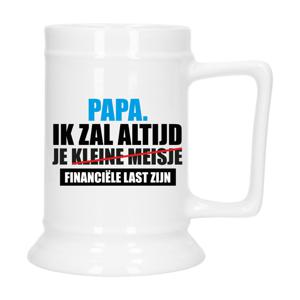 Cadeau Bierpul voor papa - blauw - financiele vader - keramiek - 530 ml - Vaderdag