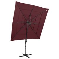 Parasol 4-laags met aluminium paal 250x250 cm bordeauxrood - thumbnail