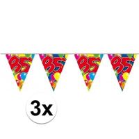 Vlaggenlijn 85 jaar - 3x - 10 meter - plastic - Leeftijd versiering - 85e verjaardag