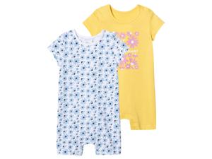 lupilu 2 baby playsuits (50/56, Wit/blauw/geel)