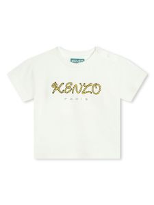 Kenzo Kids t-shirt en coton à logo imprimé - Tons neutres