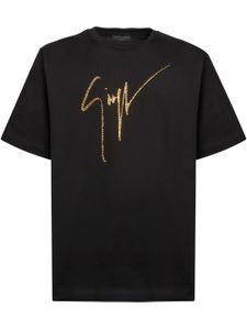 Giuseppe Zanotti t-shirt à logo strassé - Noir