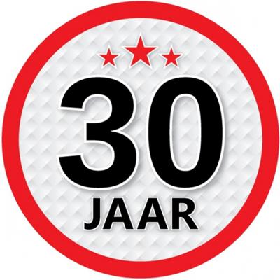 30 jaar leeftijd sticker - rond - Dia 15 cm - 30 jaar verjaardag - jubileum - leeftijd versiering