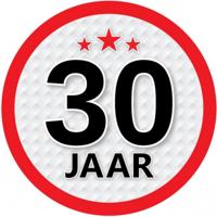 30 jaar leeftijd sticker - rond - Dia 15 cm - 30 jaar verjaardag - jubileum - leeftijd versiering