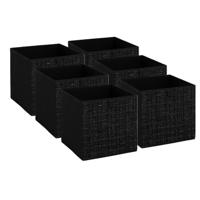 Opbergbox kastmand - 6x - zwart/tweed - 31 x 31 x 31 cm - opbergers Opbergbox kastmand - 6x - zwart/tweed - 31 x 31 x 31 cm - opbergers