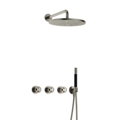 Hotbath Cobber IBSW70 Regendoucheset inbouw - 38.5cm wandarm - 30cm ronde hoofddouche - staafhanddouche - Geborsteld nikkel IBSW70GN5