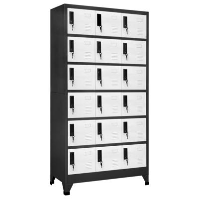 Lockerkast 90x40x180 cm staal antracietkleurig en wit
