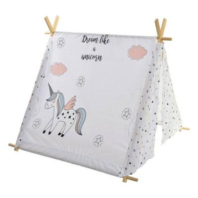 Kampeertent DKD Home Decor Katoen Hout Eenhoorn (110 x 110 x 106 cm)