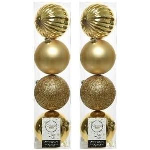 Decoris kerstballen - 8x st - goud - D10 cm - kunststof - onbreekbaar - kerstversiering