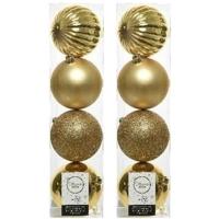 Decoris kerstballen - 8x st - goud - D10 cm - kunststof - onbreekbaar - kerstversiering