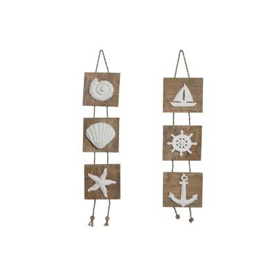 Ophangdecoratie Home ESPRIT Wit Natuurlijk Mediterrane 15,5 x 4 x 80 cm (2 Stuks)