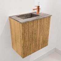 Toiletmeubel Mondiaz Joya Dlux | 40 cm | Meubelkleur Oak | Faye wastafel Oza Wasbak Links | 1 kraangat