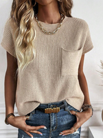 Casual Plain Crew Neck Loose Sweater