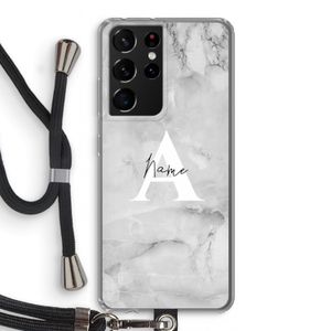 Ivory Marble: Samsung Galaxy S21 Ultra Transparant Hoesje met koord
