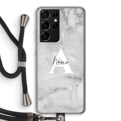 Ivory Marble: Samsung Galaxy S21 Ultra Transparant Hoesje met koord