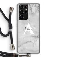 Ivory Marble: Samsung Galaxy S21 Ultra Transparant Hoesje met koord