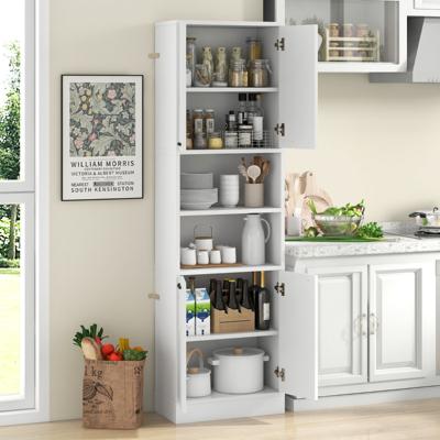190 cm Keukenkast Hoge Kast met Deuren Planken Veiligheidsscharnieren en Kantelbeveiliging Dressoir Multifunctionele Kast