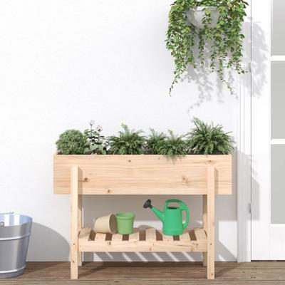 Plantenbak verhoogd 101x30x69 cm massief grenenhout