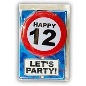 Happy Age Kaart Button - 12 Jaar