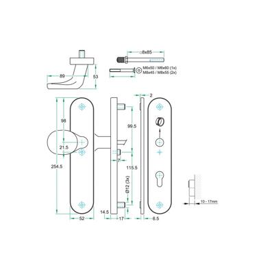 Knop/kruk paar TOP SKG*** rvs mat blind/PC92 LS