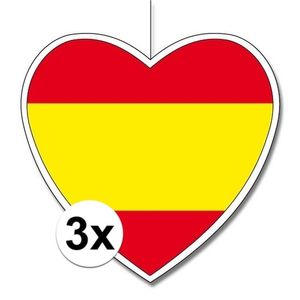 3x Spanje hangdecoratie harten 14 cm   -